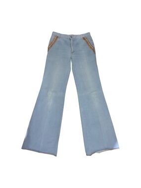 Vintage 70's Britannia Flare Jeans Statement Metallic Pocket Detail Sz 34 Waist